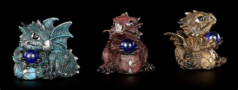 Small Dragon Figurine Set - Aquamarin Ruby Citrene | www.figuren-shop.de