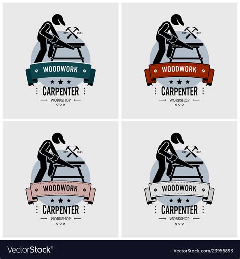 Carpenter logo design artwork carpentry Royalty Free Vector