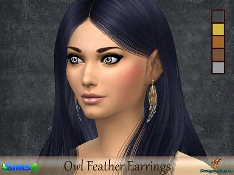 The Sims Resource - Owl Feather Earrings