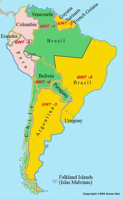 Time Zone Map South America