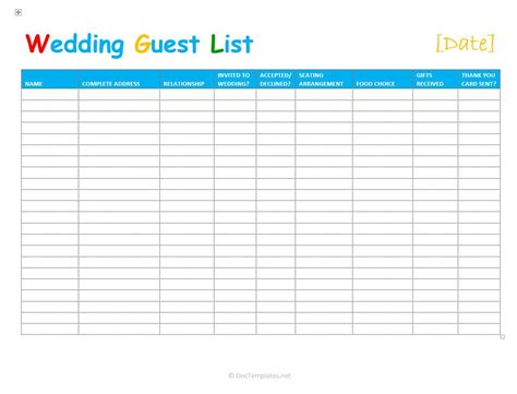 Excel Guest List Template