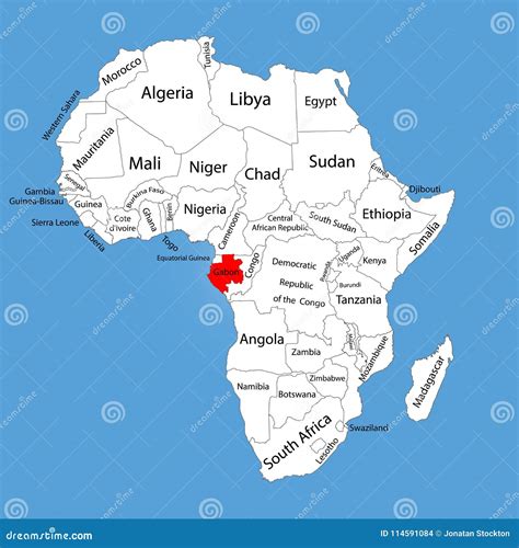 Gabon Map Silhouette Isolated On Africa Map. Editable Map Of Africa ...