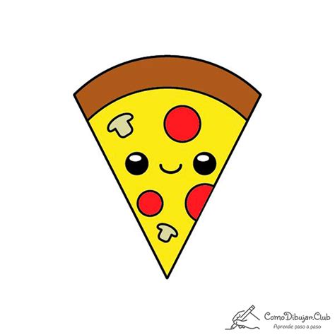 Cómo dibujar una Pizza Kawaii | COMODIBUJAR.CLUB