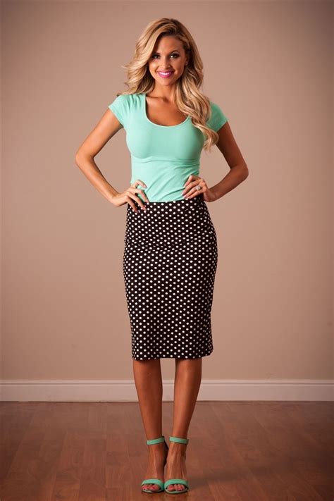 Black Polka Dot Modest Skirt by Mikarose | Trendy Modest Dresses ...