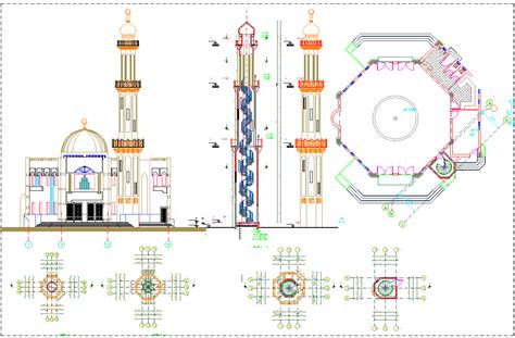 Mosque Layout plan detail view dwg file - Cadbull