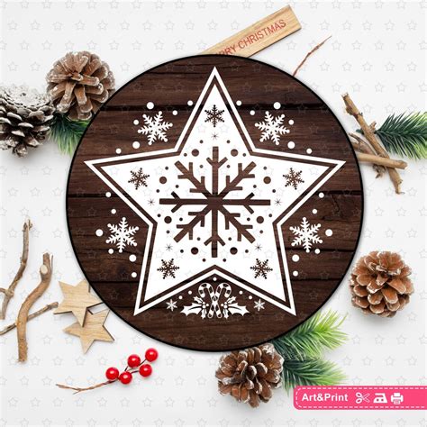 Christmas Star Svg for Cricut Star With Snowflakes Print for | Etsy