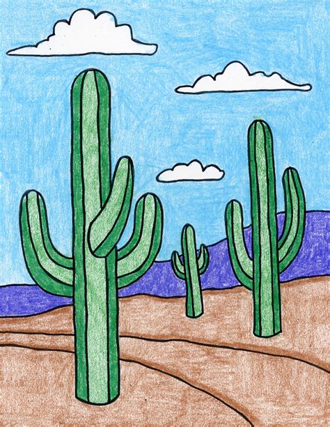 Cute Cactus Drawing Simple Learn how to draw cactus pictures using these outlines or print just ...