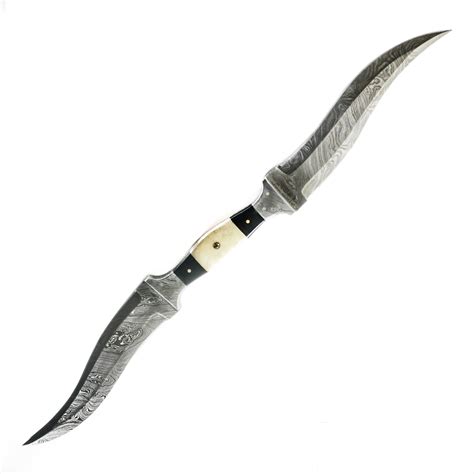 Haladie Knife- High Carbon Damascus Steel Blade- Double Blade Dagger ...