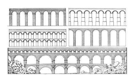 Ancient Roman Bridges Set Antique Architectural Illustrations Stock Illustration - Download ...