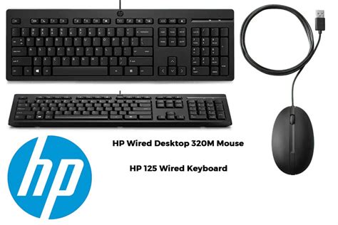 HP Keyboard and Mouse Bundle 1 x HP 125 Wired Keyboard 1 x HP Wired Desktop 320M Mouse ...