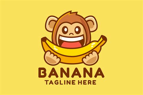 Happy Monkey Eating Banana Logo Design Graphic by Rexcanor · Creative Fabrica