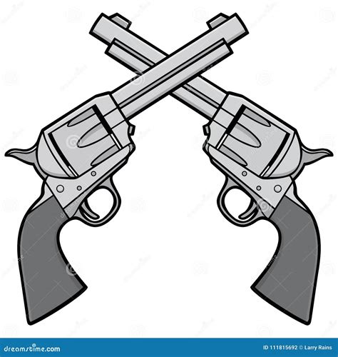 Wild West Revolvers Illustration Stock Vector - Illustration of barrel ...