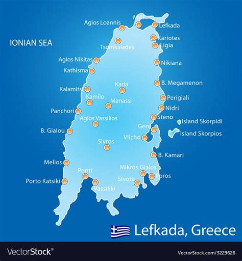 Island of lefkada in greece map vector image on VectorStock | Lefkada ...