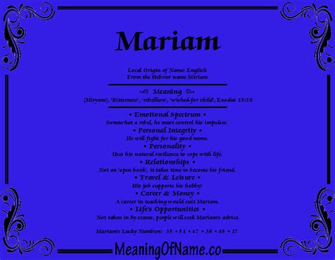 Mariam - Meaning of Name