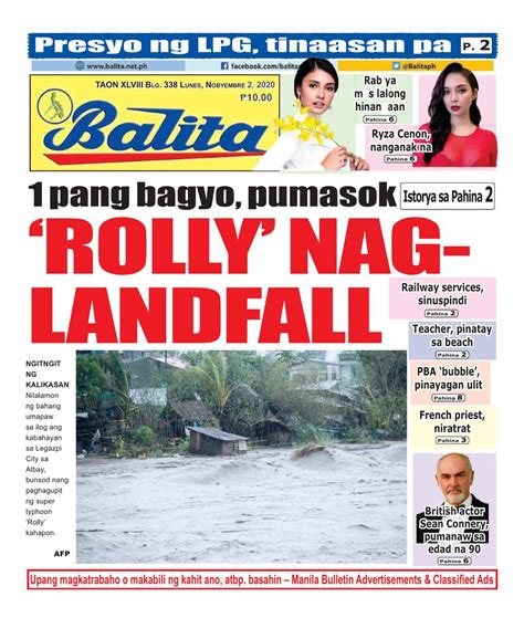 Balita-November 2, 2020 Newspaper - Get your Digital Subscription