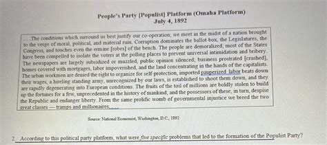 People's Party [Populist] Platform (Omaha Platform) ... - Biology