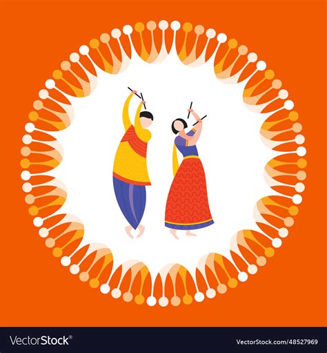 Garba night celebration poster Royalty Free Vector Image