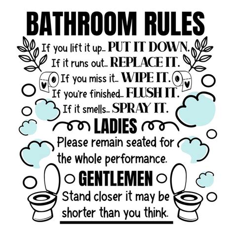 Bathroom Rules SVG Sign Bathroom SVG Bathroom Funny Sign - Etsy in 2023 ...