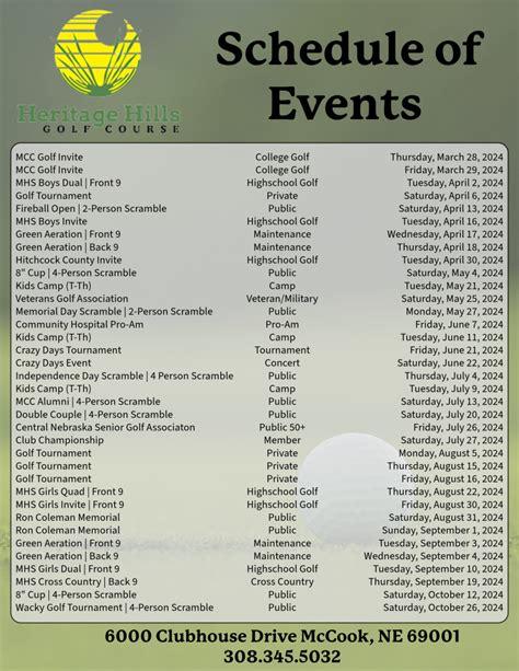 Events - Heritage Hills Golf Course