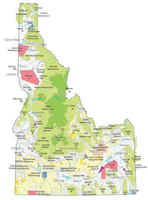 Idaho State Map - Places and Landmarks - GIS Geography