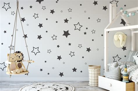 Stars Wall Stickers - Pack of Star Stickers in various sizes and styles - Stars Wall Art - Star ...