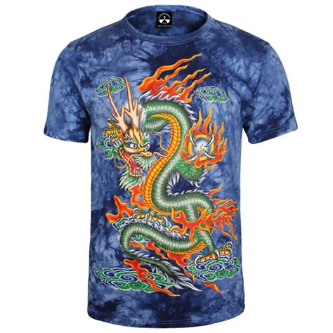 Full Cotton Chinese Style Dragon 3D Fashion T shirt For Men Blue Dragon ...