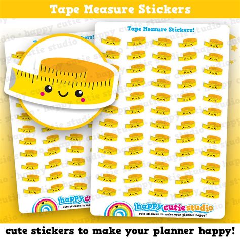 60 Cute Tape Measure Planner Stickers | Etsy