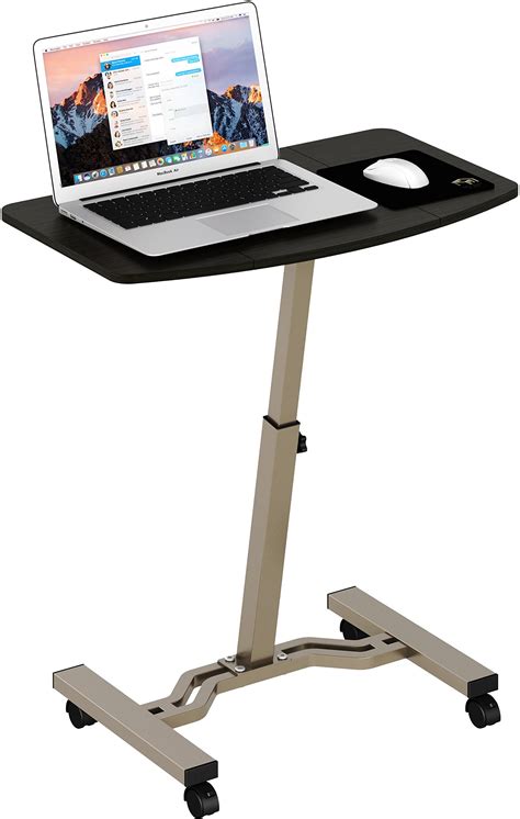 Le Crozz Height Adjustable Mobile Laptop Stand Desk Rolling Cart ...