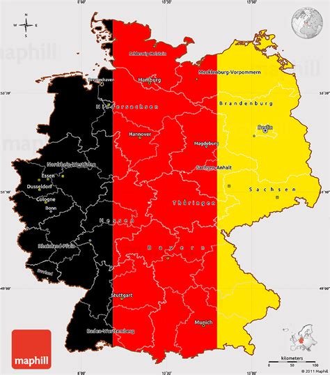 Flag Simple Map of Germany, flag aligned to the middle