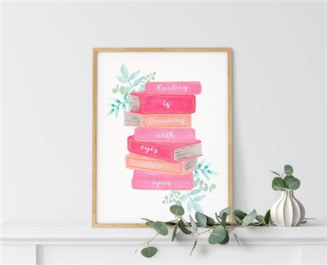 Book Stack Print Book Quote Print Watercolour Wall Art Book | Etsy