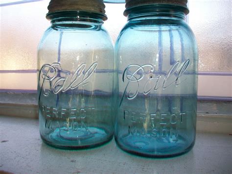 3 Vintage Blue Ball Perfect Mason Jars Quart 1923 to 1933