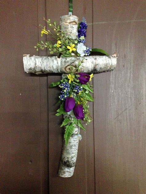 Birch cross, Easter cross, natural spring decor | Easter cross, Spring decor, Spring crafts