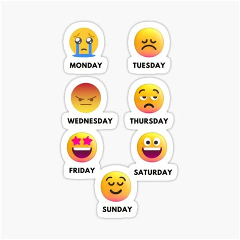 "Emoji Days of the Week" Sticker for Sale by Indepage | Redbubble