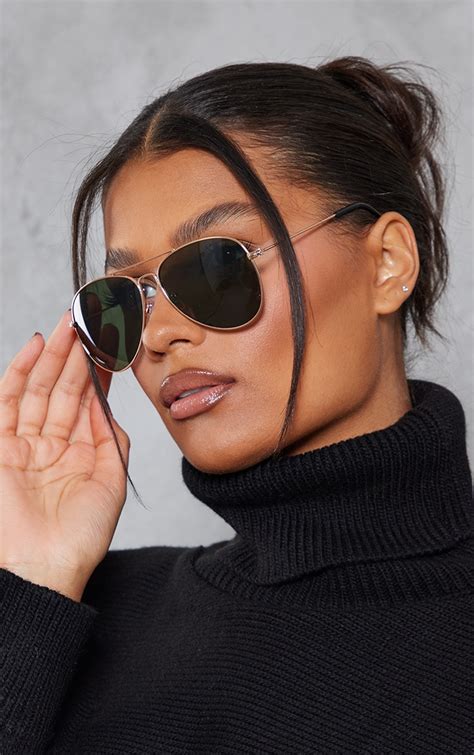 Gold Basic Aviator Sunglasses | Accessories | PrettyLittleThing USA