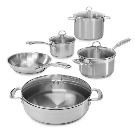 Chantal Induction 21 Steel 9-Piece Cookware Set in Stainless Steel-SLIN ...