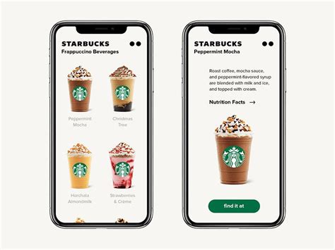 Starbucks app / Concept / Menu | Starbucks frappuccino, Starbucks, Mocha sauce