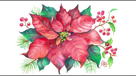 HOW TO PAINT POINSETTIA FLOWER 🎄 Watercolor Christmas Card Painting Tutorial for Beginners - YouTube