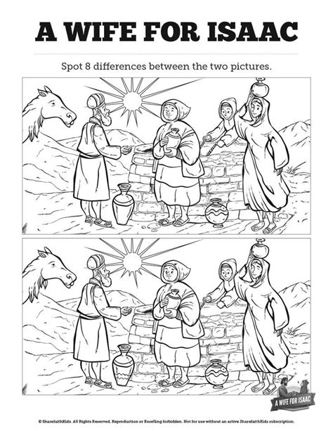 Genesis 24 Isaac and Rebekah Spot The Difference: Can your kids spot all the differences between ...