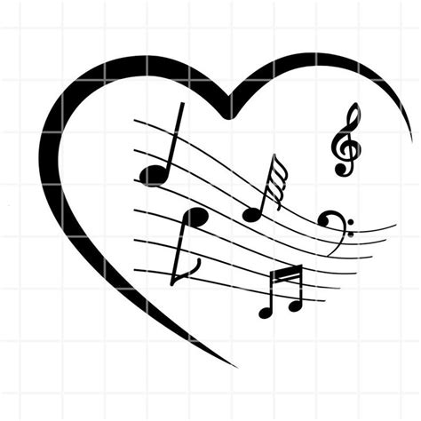 Music Note Heart SVG. Music Note Love Svg. Music Note Heart - Etsy | Music note heart, Music ...