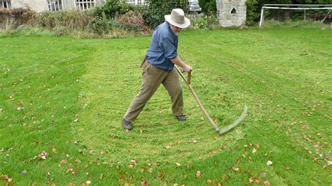 Autumn mowing lawns and meadows with a scythe - YouTube