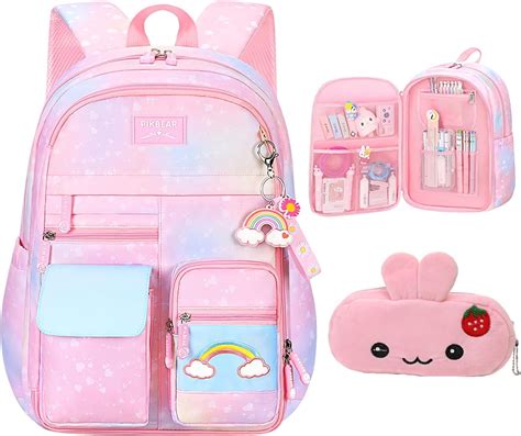 Backpack for Girls, Kawaii Cute Starry Rainbow School Bookbag with ...