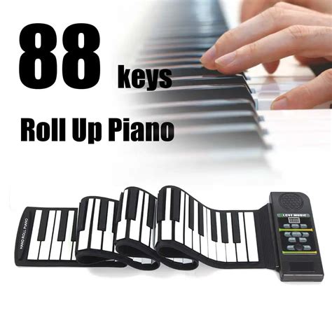 88 Key Roll Up Digital Tone Electronic Soft Keyboard Piano Silicon Flexible Roll Up Piano with ...