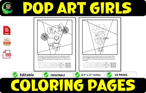 Pop Art Girls Coloring Pages Graphic by AME⭐⭐⭐ · Creative Fabrica