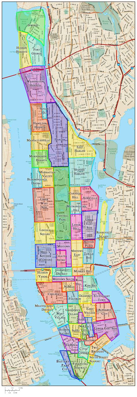 Map of Manhattan neighborhood: surrounding area and suburbs of Manhattan