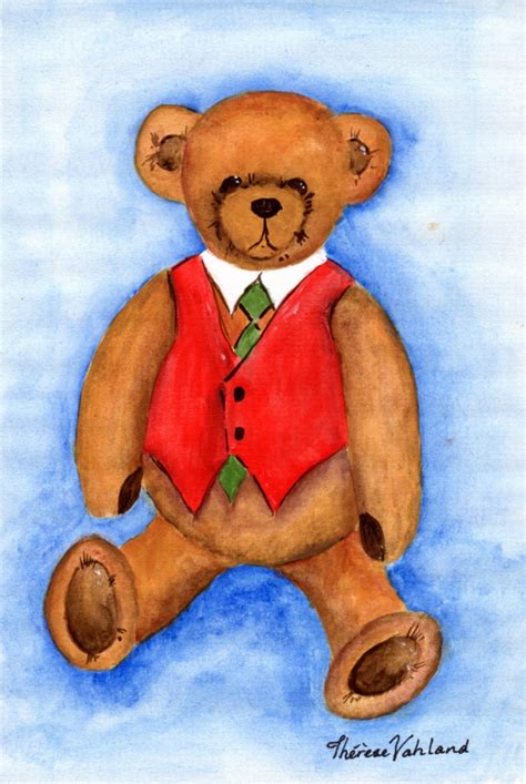 ART Teddy Bear Signed Original Watercolour Painting FOR Nursery Children Baby | eBay