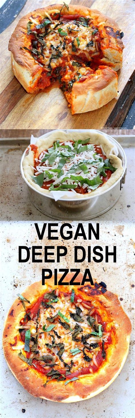 vegan deep dish pizza with spinach and cheese