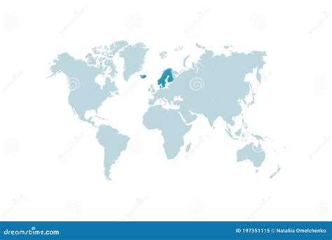 Scandinavian Countries on the World Map Vector Illustration Stock ...