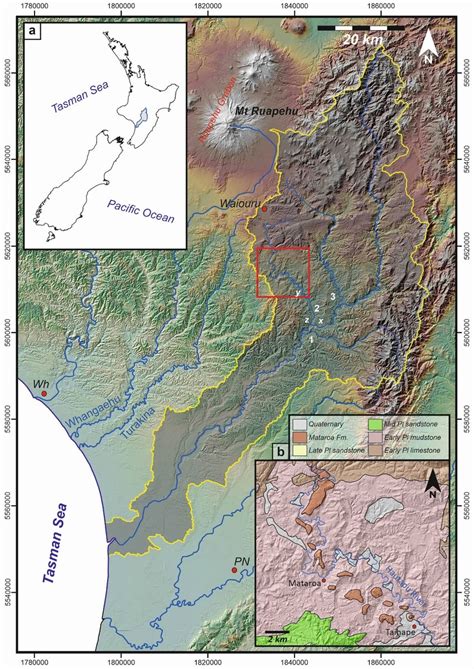 a -Location of the Rangitikei catchment (gray polygon). b -1:250 000 ...