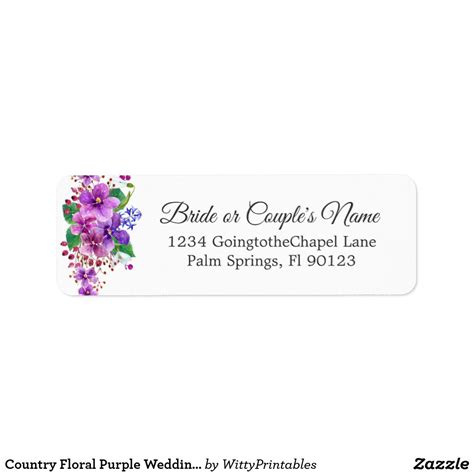 a white label with purple flowers and green leaves on the bottom, says bride at campie's name