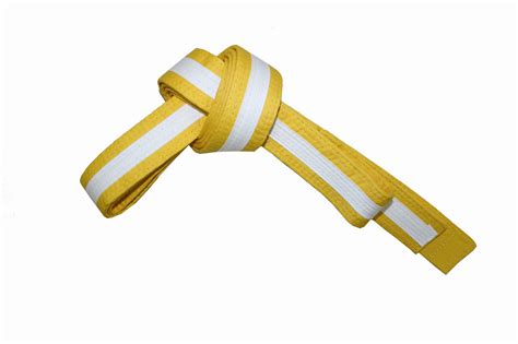 Yellow Karate Belt with White Stripe